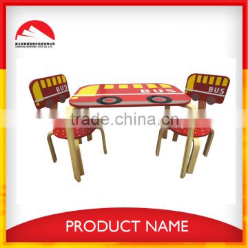 2014 Bestselling Cartoon Red Bus wood kids table chairs