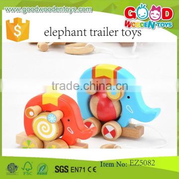 new design wooden car OEM kids toys car of elephant trailer educational cartoon car EZ5082