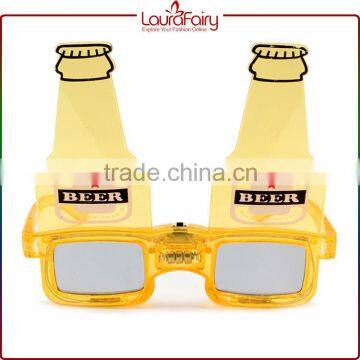 Laura Fairy Custom Logo New Design Yellow Frame Beer Bottle Shaped Party Sunglasses photo-3