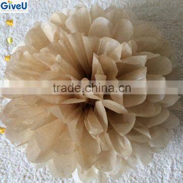 2016 Popular Light Brown Color D25cm 17gsm Tissue Paper Flowers Home Decoration Wedding Baby Shower Kids Party