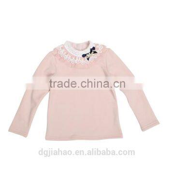 Best-selling winter long sleeve beads plus velvet lace latest tops for girls 4-12y