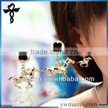 2014 new fashion ladies stud designs k gold polishing enamel Jockey jhumki style earrings in zinc alloy jewelry E00233