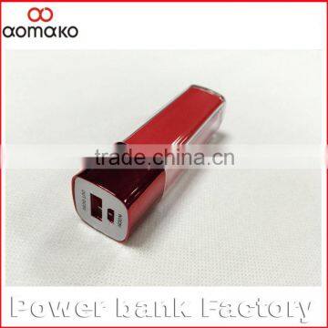 AK-011 Hot cheap 18650 mini lipstick battery charger portable power bank 2600mah manual for power bank