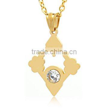 China Factory Truthkobo Unique Design 22K Gold Plated 316L Stainless Steel Large Crystal Quartz Pendant Jewelry