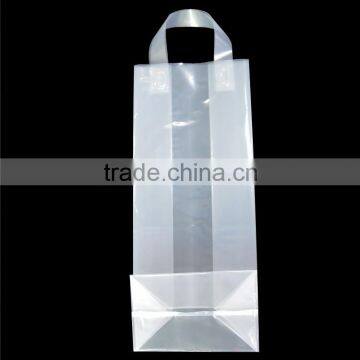 transparent LDPE square bottom shopping bag with side gusset for wine packing