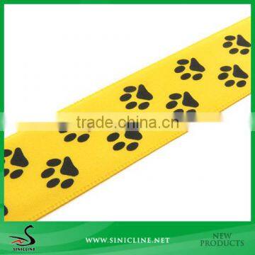 Sinicline Yellow Cute Dog Foot Mark Pattern Double Side Satin Tape