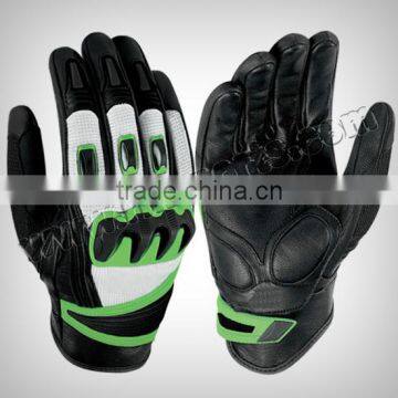 Motocross Biker Gloves WIth Full grain genuine leather knuckle protection TPU protections at Fingers,