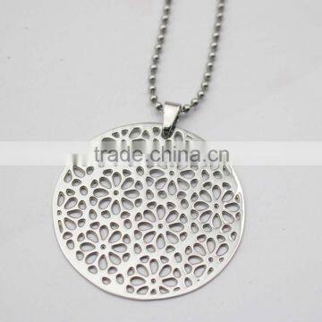 Hollow Out Stainless Steel Round Pendant Jewelry Necklace