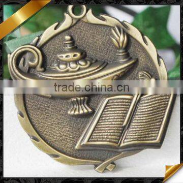 antique brass metal gold medal with drap