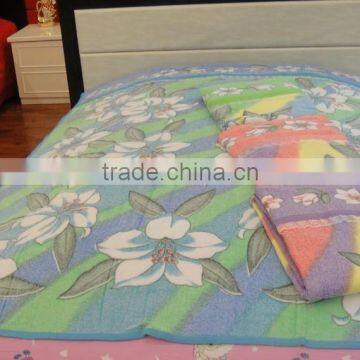 latest cotton polyester two sided reversible towel blanket