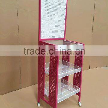 metal wire opi rotating nail polish display rack with wheels