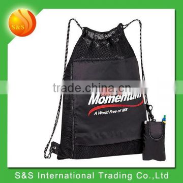 hot sell sport nylon drawstring bag with detachable phone holder