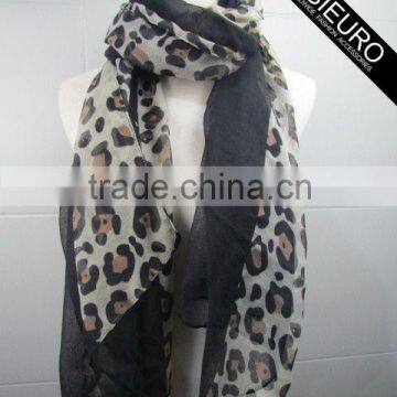 Loepard Print Scarf Polyester Voile For Women AZO Free BSCI and SEDEX Audited