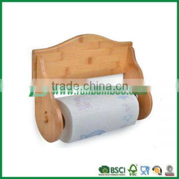 Wall mounted bamboo rolling tissue holder / wood napkin holder