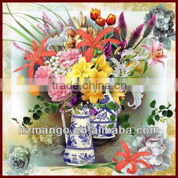 Classic Digital Flora Printing Square Silk Scarf