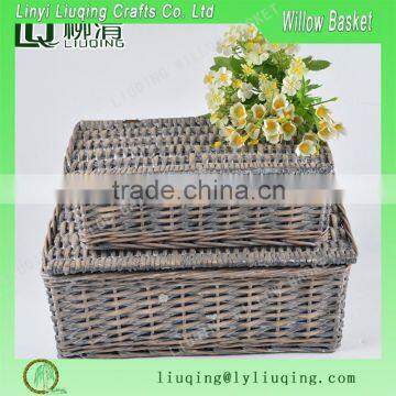 new design hot sale Rustic willow laundry baskets with gray color