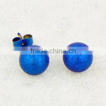 Stainless Steel Earrings with Blue Plating Ball Stud Earring