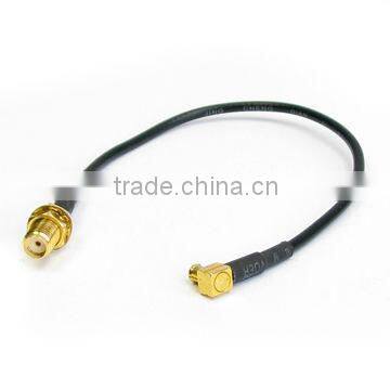 MCX male right angle R/A to SMA female bulkhead with RG174 cable, cable assembly, pigtail, jumper cable