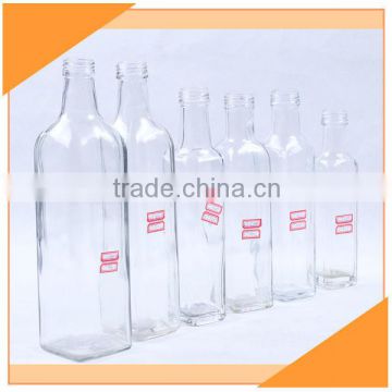 250ml 500ml 750ml 1000ml Clear Square Glass Liquor Bottles