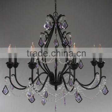 2015 Black decorative iron chandelier for indoor lighting with CE