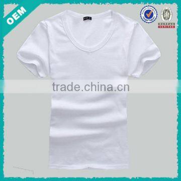 OEM custom mens plain white t shirts with v neck