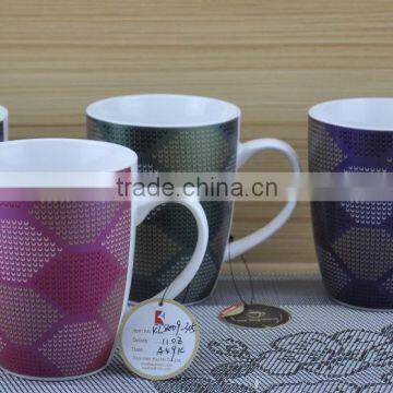 11OZ electroplate design full decal print coffee cups, shiny surface new bone china mug, KL8009-305