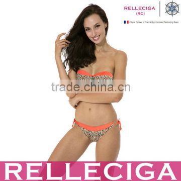 RELLECIGA 2016 Leopard Bandeau Top Bikini Swimwear with Shinning Rhinestones