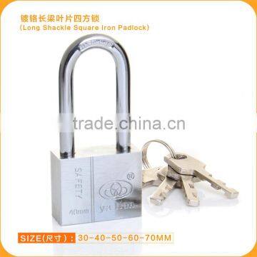 Long shackle Chrome plated Iron safety padlock