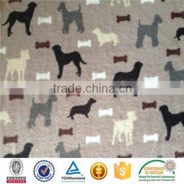 China manufacturer 100%polyester dog design printed blanket long hair pv plush fabric