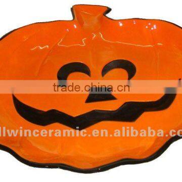 Ceramic halloween pumpkin modelling plate