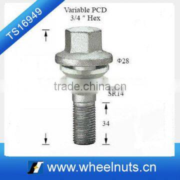 variable PCD 10.9 grade alloy steeel hub lug bolt