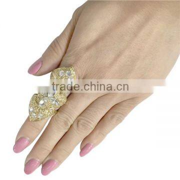 New Arrival Hollow Crystal Link Finger Ring Womens Fashion Ring Jewelry