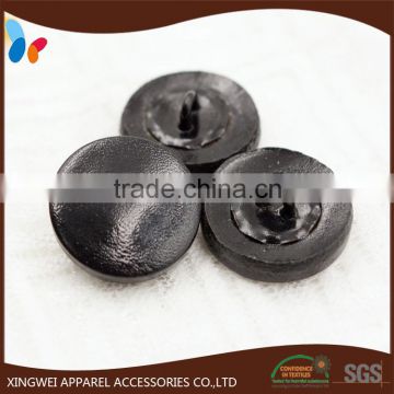 black genuine leather covered shank button