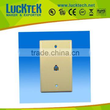 Telephone wall plate with RJ11 jack ,mounted faceplate