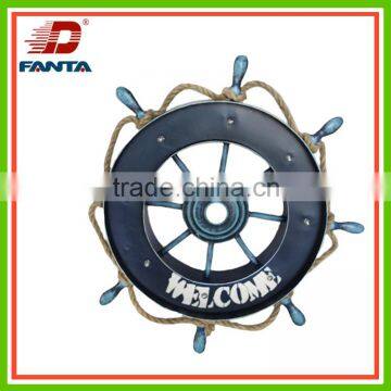 Nice Navy Blue Nautical Metal Boat Helm for Wall Decoration photo-2