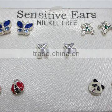 Cute Animal Rhinestone Stud Earrings Set with 5 Pairs Beautiful Earrings