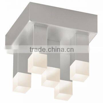 0816-26 bright satin aluminum with acrylic geometric elements that bring sculptural excitement Surface Mount Ceiling Light