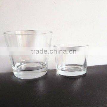 classic clear glass candle holders cheap in cylinder shape, glass cup, varies size