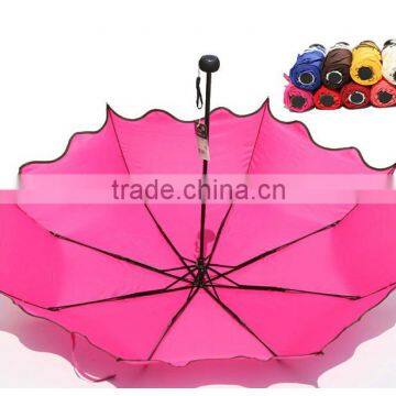 Pongee Material and Umbrellas Type Top Quality 3 Folding Umbrella , 3 Fold Auto Open Umbrella