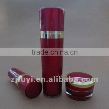 Plastic Cosmetic Packaging, Taper Shaped Acrylic Cream Jar and Lotion Bottle with Pump and Cap