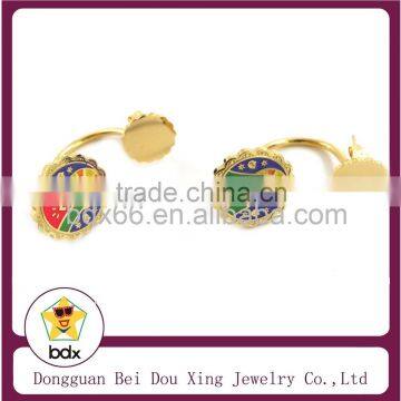 Gold Plated Catholic Earring Jesus Cross Memorial Keepsake Jewelry Religious Stainless Steel Enamel Virgin Mary Earring