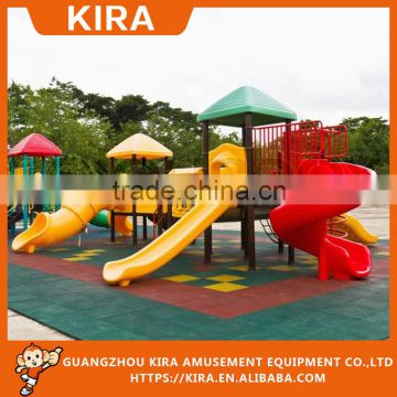 Children park amusement equipment outdoor playground with slides