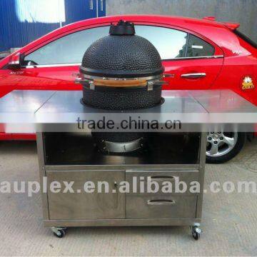 Big black ceramic bbq kamado smoker with table factory wholesale