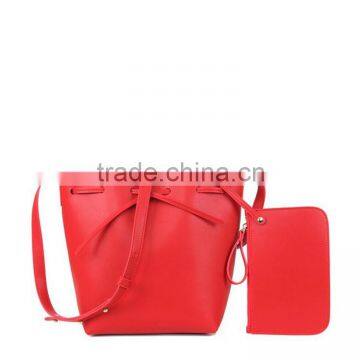 red color bucket drawstring women set bags