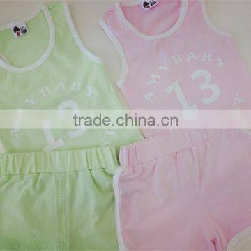 Hot Sale Two Colors Cute Soft Printing Numbers Children Cotton Sport Suit for Girls