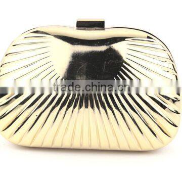 Women's fashion bag unique design gold metal clutch