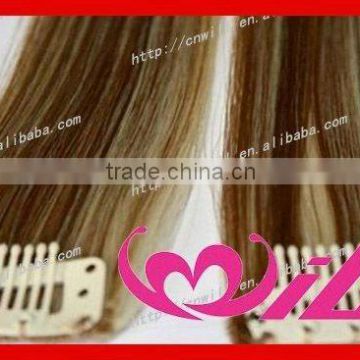 28 inch clip on human hair extensions fashion mixed color 1 piece clip in hair extensions