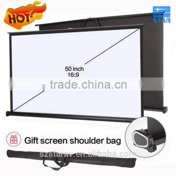 H50 50" 16:9 Mini Self-Standing Office Projector Screen, Tabletop Ultra Portable Presenter Projection Screen