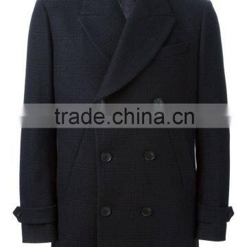 2014 new style 100% Cashmere black double breasted men coat