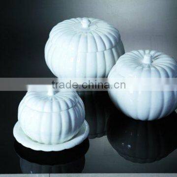 H5263 white porcelain pumpkin shape ceramic stewing pot